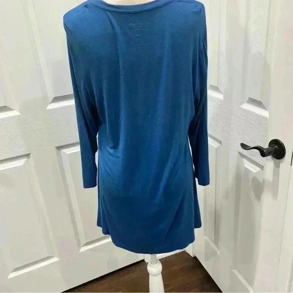 Logo by Lori Goldstein Blue long sleeve pleated front oversized blouse shirt - Picture 5 of 7